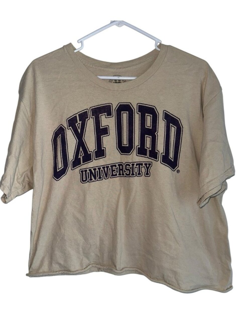 Official University of Oxford Cream Cropped Graphic T-Shirt Sz L College